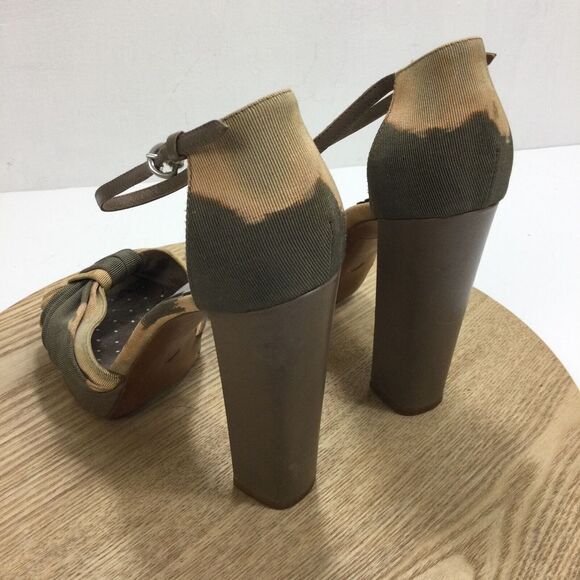 Moschino Olive Green Brown Taupe Cheap & Chic Tie-dye Platform Sandals Size 39 - Picture 11 of 13